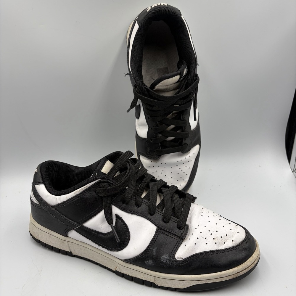 Nike Dunk Low Panda Mens 10 Black White Leather Low Top Sneakers‎ DD1391-100